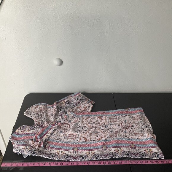 Catherines Top Women Sz 1x Floral Print Cold Shoulder Ruffle Detail Lightweight - Picture 10 of 14